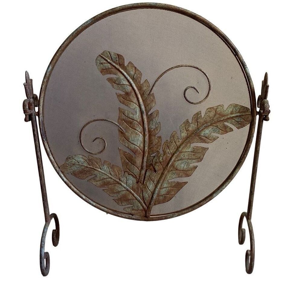 Art Nouveau Style Wrought Iron Palm Leaf Design Firescreen